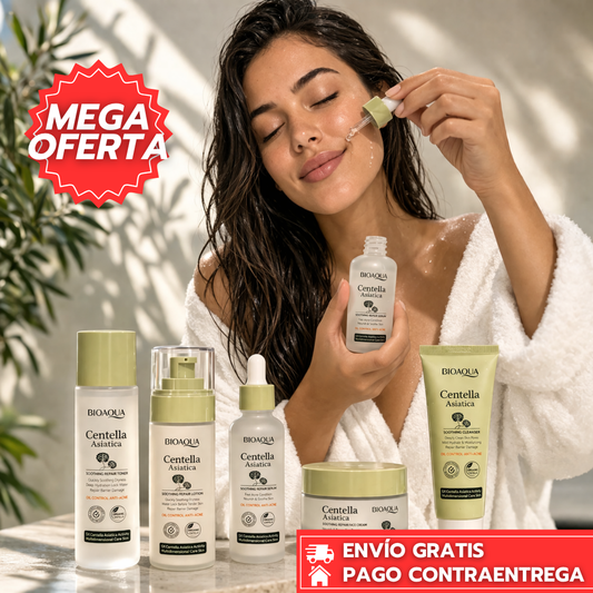 Oferta Especial 6x1 Bioaqua: Kit facial con centella asiática que repara, calma y revitaliza la piel.
