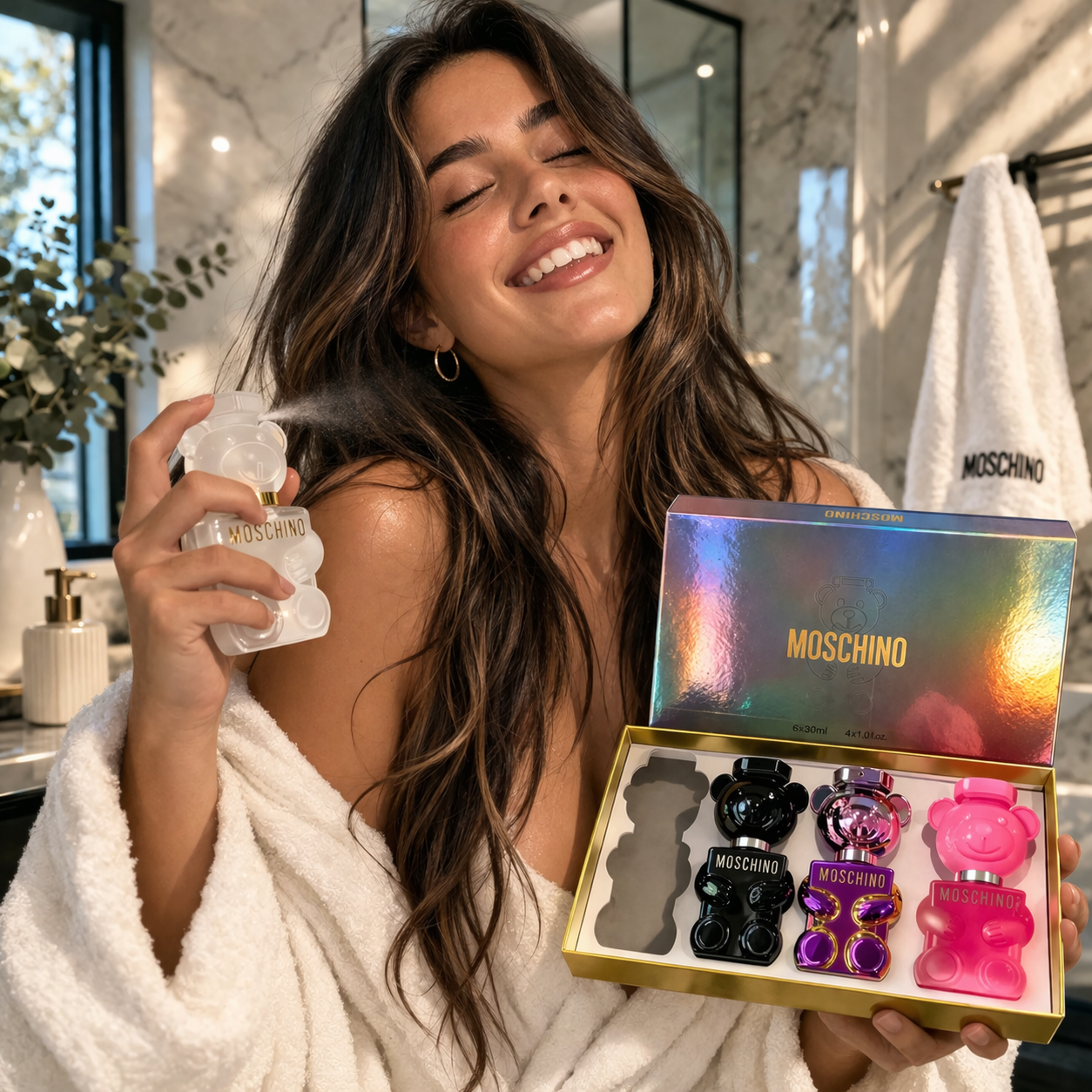 Estuche de Perfumes Moschino X4: fragancias en diseño Teddy Bear que combinan estilo y elegancia en uno