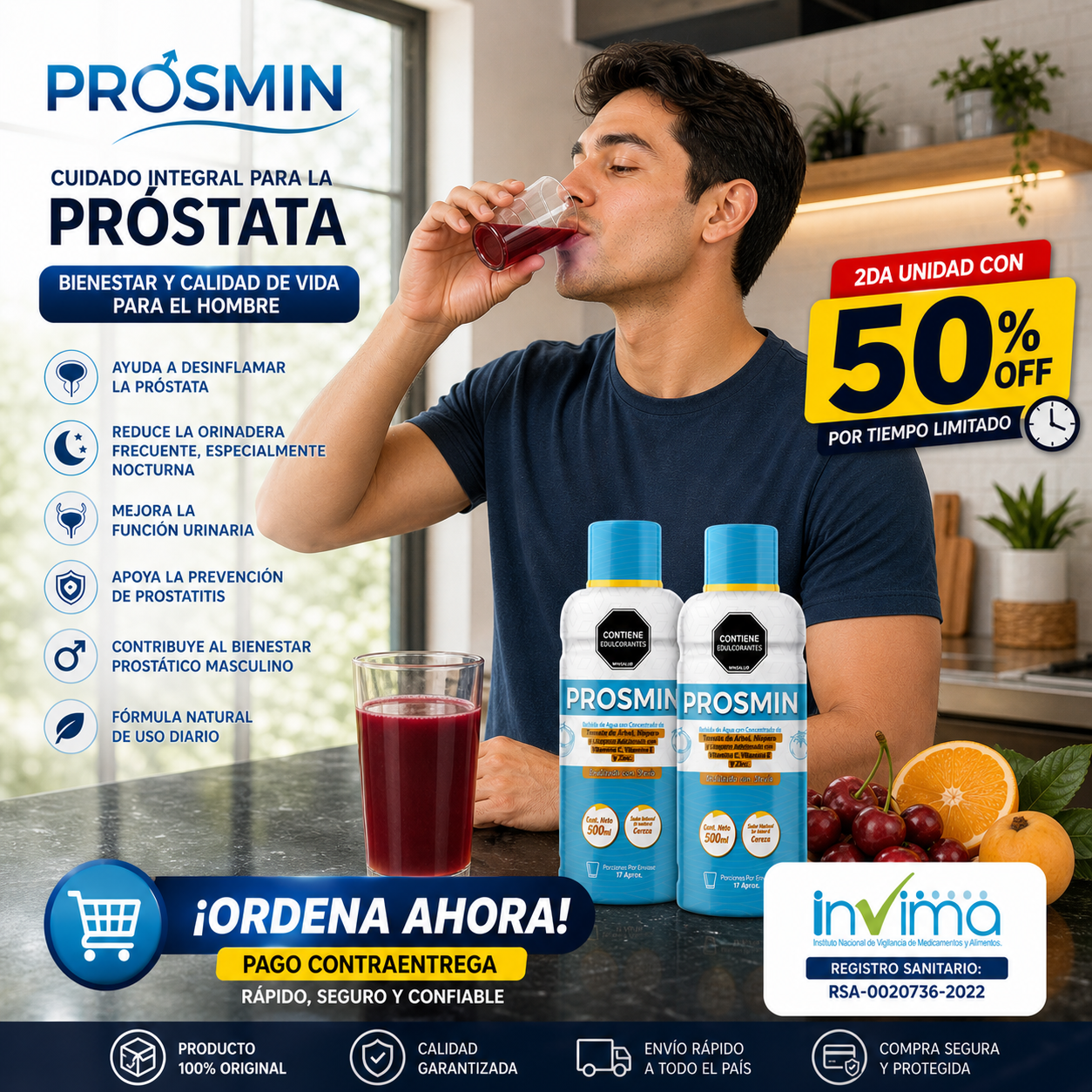 PROSMIN: Suplemento Natural que Desinflama la Próstata y Mejora la Orina Masculina.
