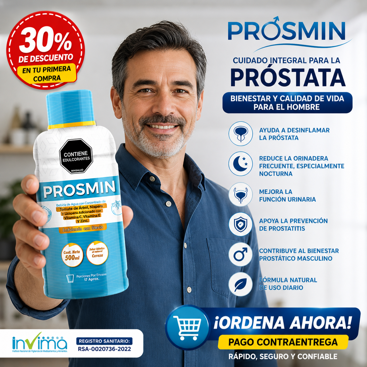 PROSMIN: Suplemento Natural que Desinflama la Próstata y Mejora la Orina Masculina.