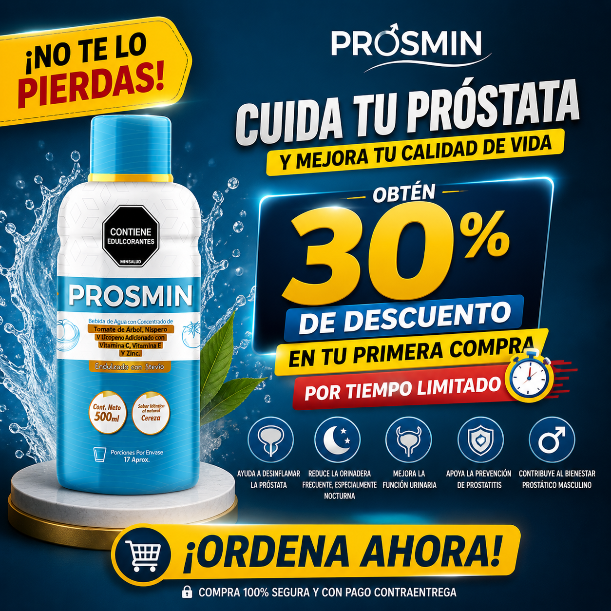 PROSMIN: Suplemento Natural que Desinflama la Próstata y Mejora la Orina Masculina.