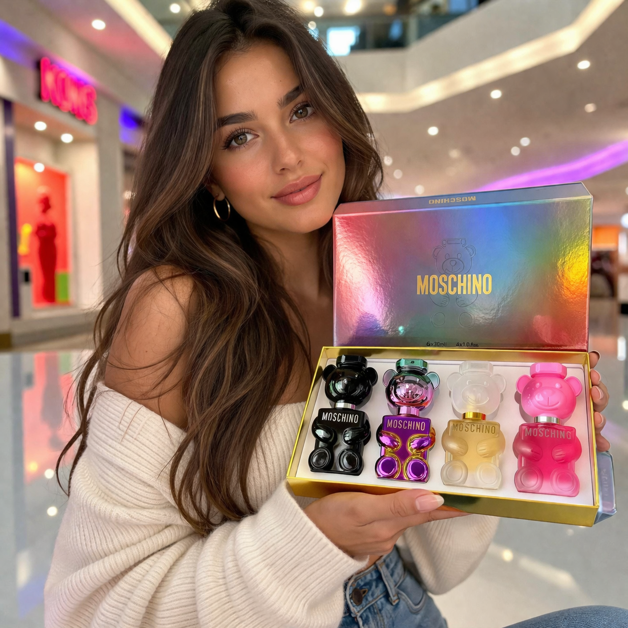 Estuche de Perfumes Moschino X4: fragancias en diseño Teddy Bear que combinan estilo y elegancia en uno