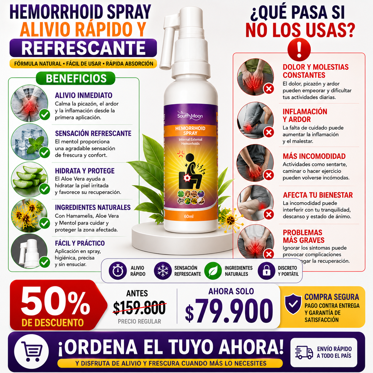 Ayuda a aliviar las molestias de las hemorroides con una sensación refrescante instantánea.