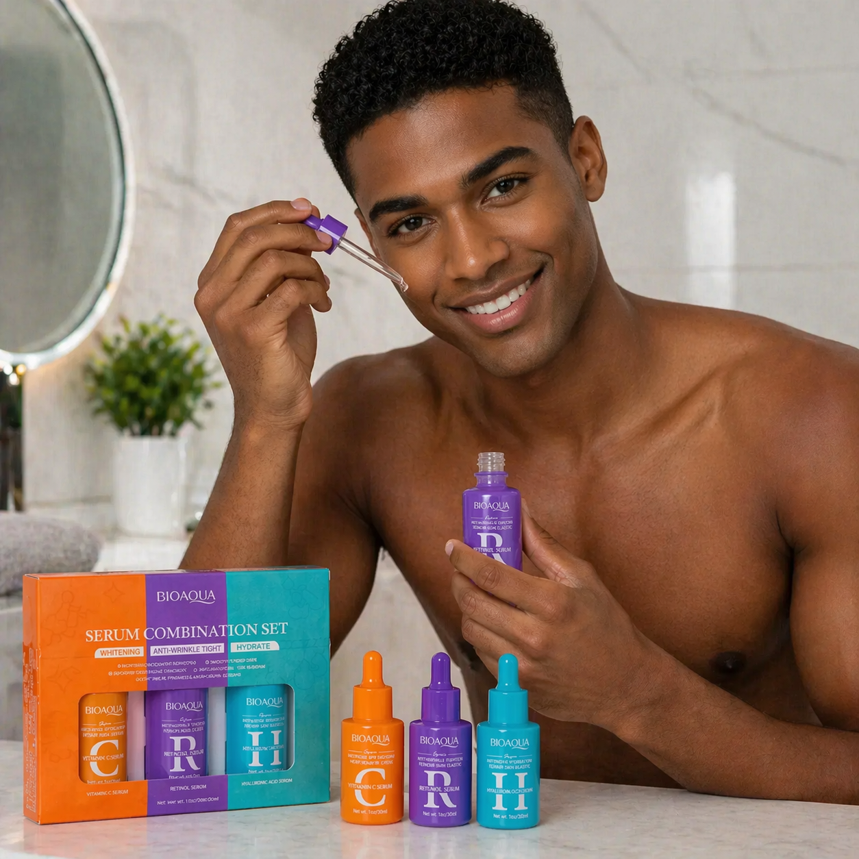 Bioaqua X3 Sérums que iluminan, rejuvenecen e hidratan la piel.