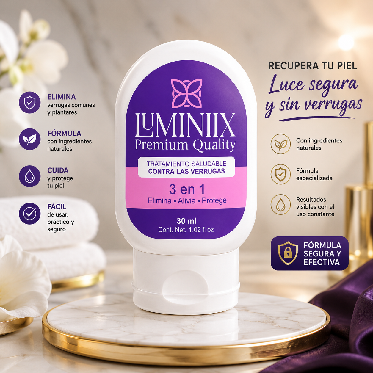 Luminiix: Tratamiento tópico que ayuda a eliminar verrugas comunes y plantares.