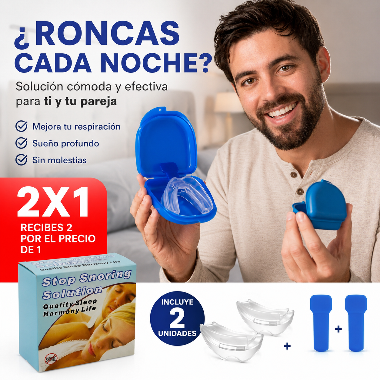 2X1 Protectores Bucal Moldeable para Reducir Ronquidos y Proteger contra el Bruxismo
