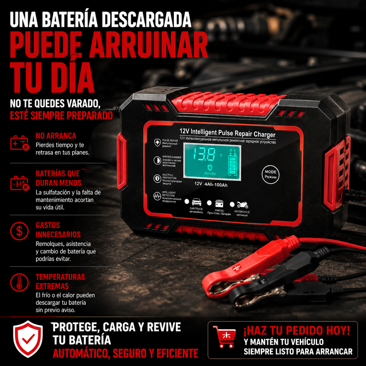 PowerRevive: Cargador Inteligente 12V 6A con Reparación por Pulsos