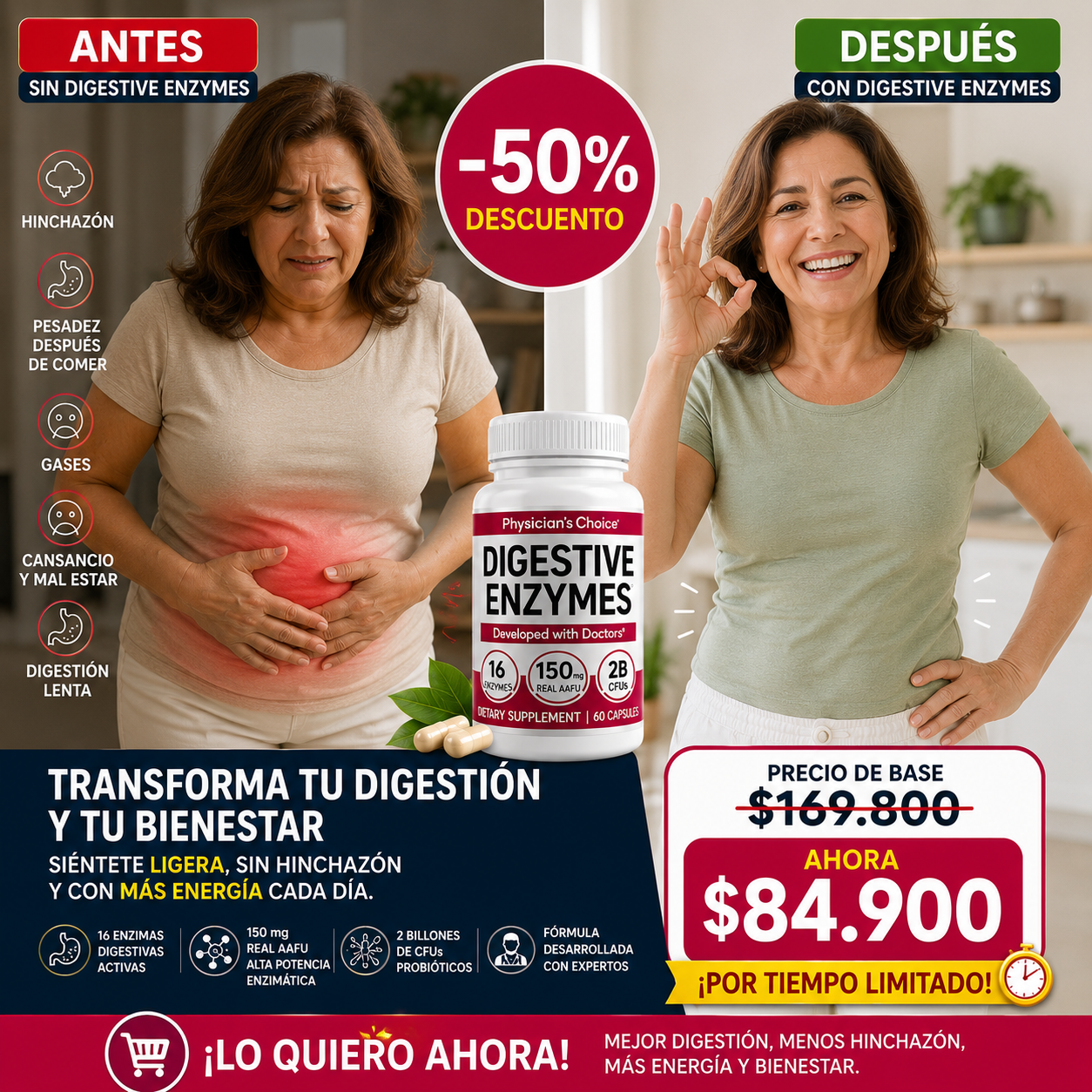 Enzimas y Probióticos para una Digestión Completa y Equilibrada.