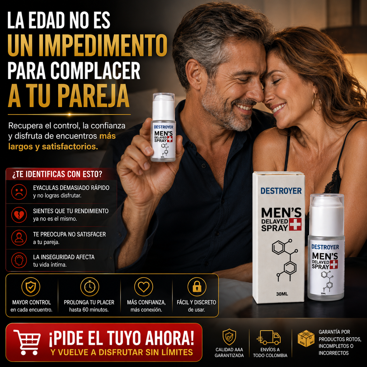 Spray retardante masculino para mejorar el control y brindar una experiencia más duradera y satisfactoria.