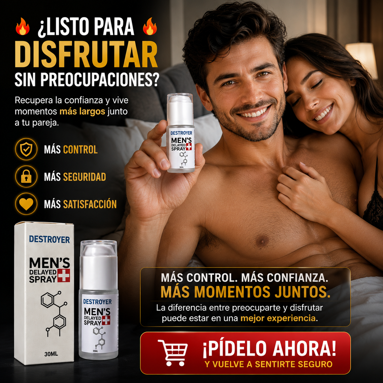 Spray retardante masculino para mejorar el control y brindar una experiencia más duradera y satisfactoria.