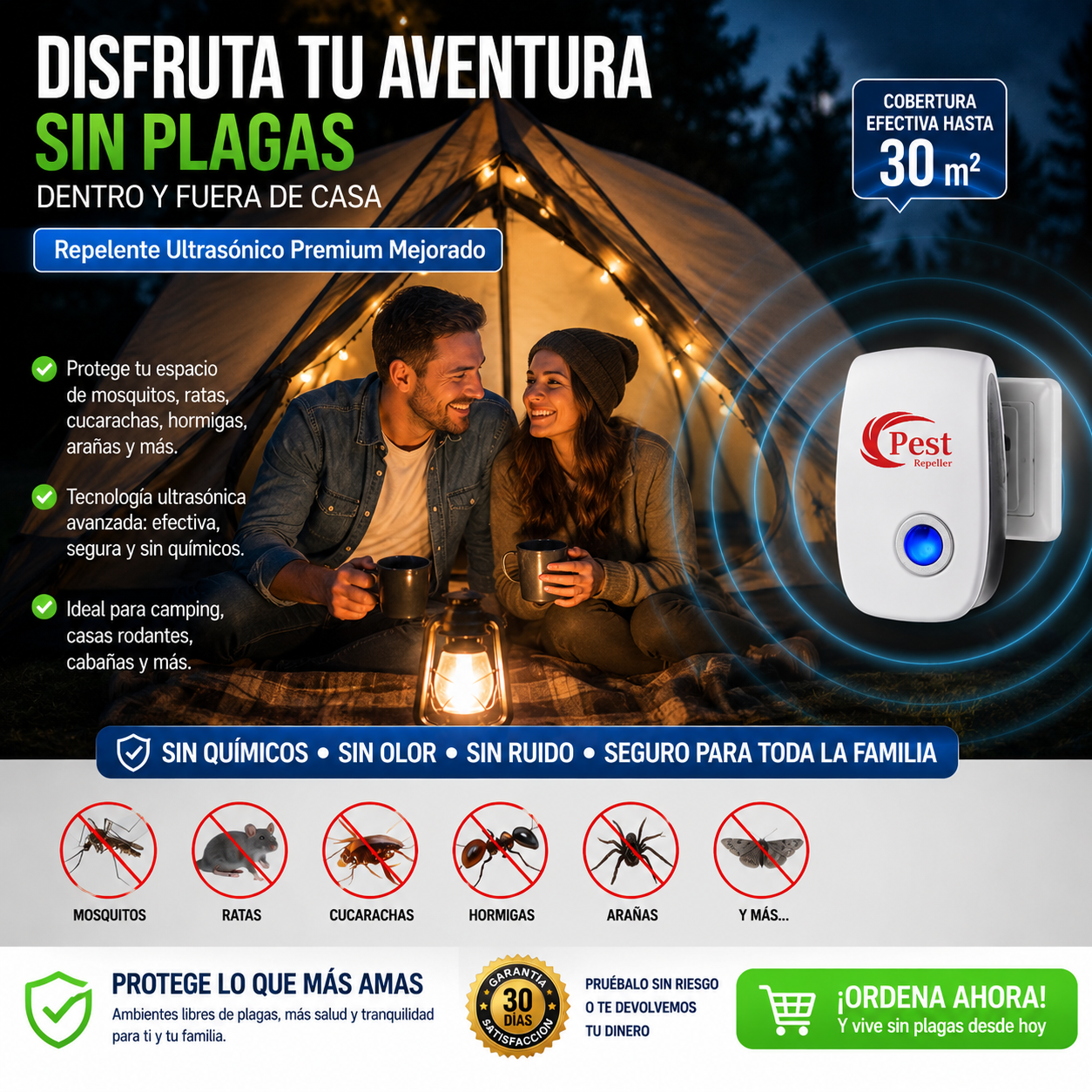 Super Oferta Especial 6X1: Despídete de Mosquitos, Ratones y Cucarachas con Protección Ultrasónica Segura, Silenciosa y sin Químicos