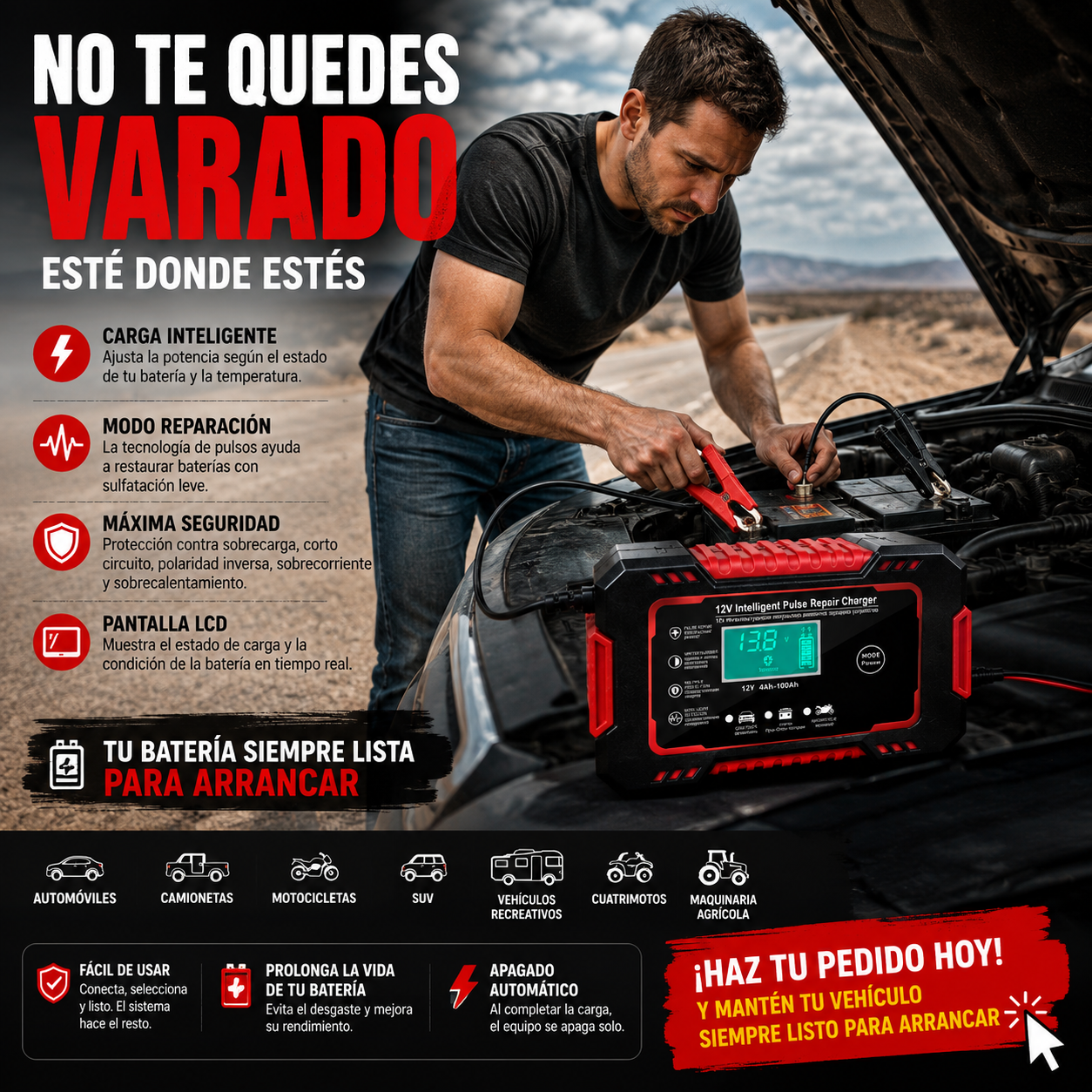 PowerRevive: Cargador Inteligente 12V 6A con Reparación por Pulsos